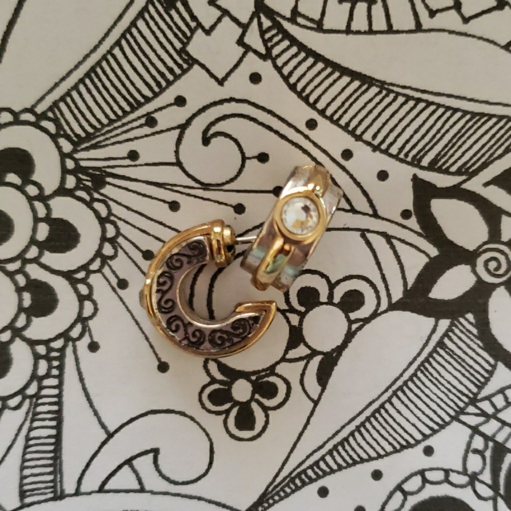 Brighton Two Tone Earrings with Bezel Crystal